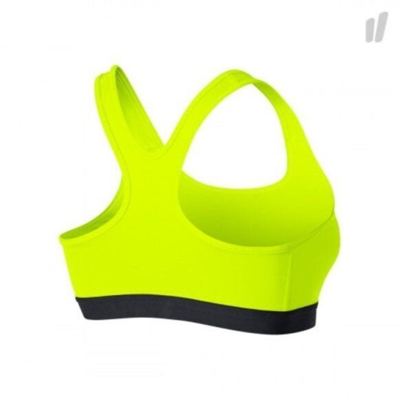 Nike Pro Classic Swoosh Dri-Fit Sports Bra Medium Support Neon Yellow Black XS - Picture 3 of 10
